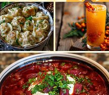 Комбо обед (Пельмени с говядиной, Борщ, Морс)