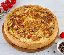 Киш с курицей, картофелем, грибами и сыром