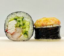 Запечённый с крабом и креветкой
