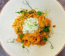 С креветками и сыром страчателла