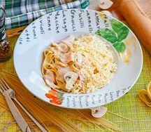 Паста Ветчина и грибы