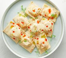 Равиоли карбонара с панчеттой