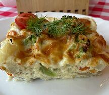 Палтус запеченный с овощами