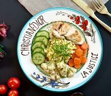 Булгур с овощами, индейкой и скрэмблом