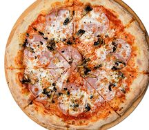 Пицца с ветчиной и грибами