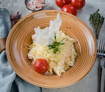 Паста пенне с сёмгой