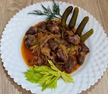 Азу из куриных сердечек