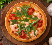 Пицца с креветками