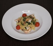 Паста с тигровыми креветками