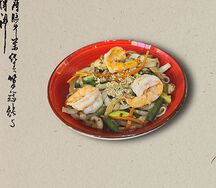 Пшеничная лапша с креветками 