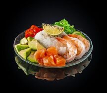 Поке с креветкой и лососем