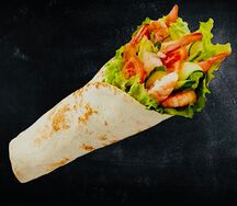 Шаурма креветки королевские на углях в тандырном лаваше