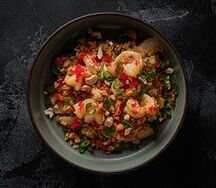 Рис с креветками и капустой ким-чи