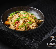 Рис с цыпленком в соусе сливочно-чесночном