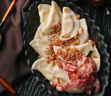 Вареники с укропным тестом и картофелем
