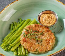 Рубленая котлета из палтуса, трески и лосося