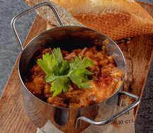 Чакапули из молодого барашка с баклажанами и фасолью