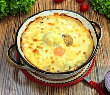 Креветки коктейльные, грибы шампиньоны и цветная капуста (512)