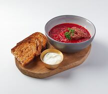 Борщ с телячьей щечкой