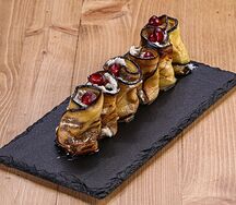 Рулетики из баклажан с орехами