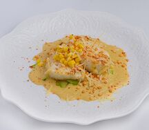 Треска с кукурузным соусом