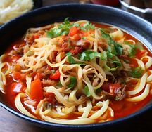 Лагман по-уйгурски с говядиной