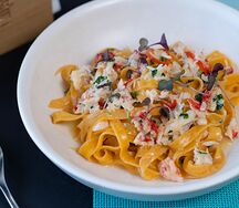 Паста Альо Ольо с крабом