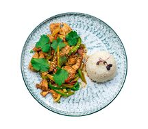 Курица с овощами и рисом