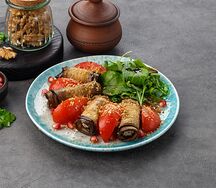 Рулетики из баклажанов с грецким орехом
