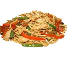 Лапша Удон с курицей и овощами в соусе терияки