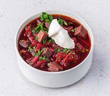 Борщ с говядиной и сметаной