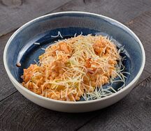 Паста птитим с креветками и цукини