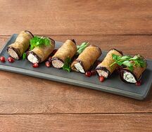 Рулетики из баклажанов с начинками ассорти