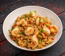 Тяхан жареный рис с креветками