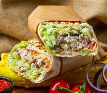 Большая шаурма с сыром и свининой