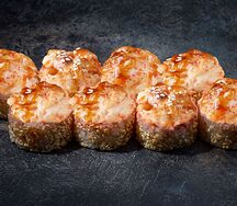 Запеченный Ролл с лососем и креветкой 