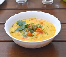 Сырный суп с овощами