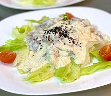 Теплый салат с языком