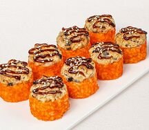 Запечённый ролл с угрём и тигровой креветкой
