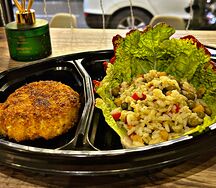 Куриная котлета с ризотто