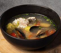 Черноморская уха из амура, судака и горной форели