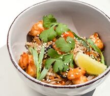Лапша с креветками