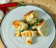 Хинкали жареные из свинины и говядины