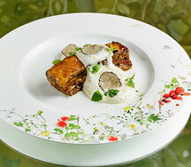 Лазанья из баклажан с пеной из пармезана