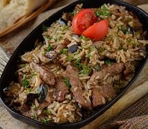 Հորթի միս սմբուկով և բրնձով