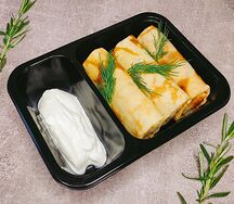 Блины с ветчиной, сыром и грибами средние