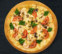 Пицца Том Ям на тонком тесте