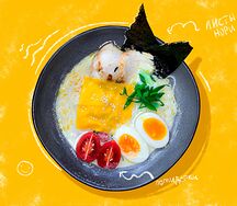 Сырный рамен с томленым куриным филе