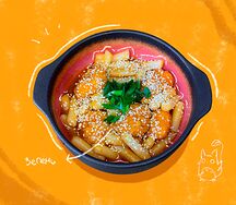 Токпокки с хрустящей курочкой и соусом кимчи