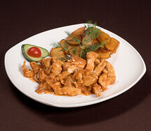 Фрикасе из свинины с грибами